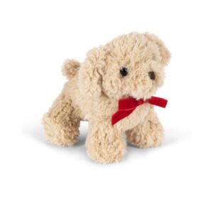 przytulanka beżowy piesek z kokardką pluszak maskotka