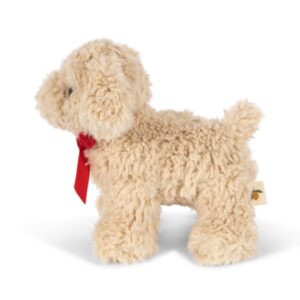 przytulanka beżowy piesek z kokardką pluszak maskotka