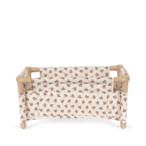 złożone łóżeczko turystyczne dla lalek w kwiatki