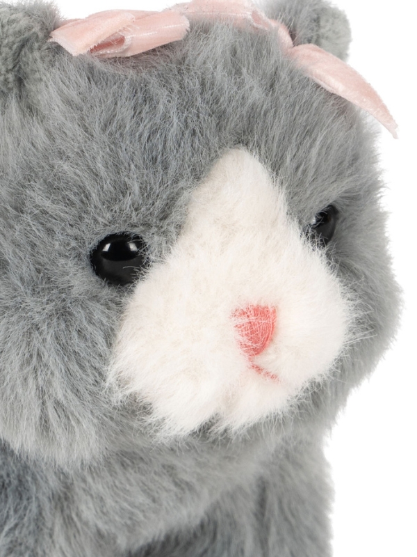 przytulanka szary kotek z kokardkami pluszak maskotka