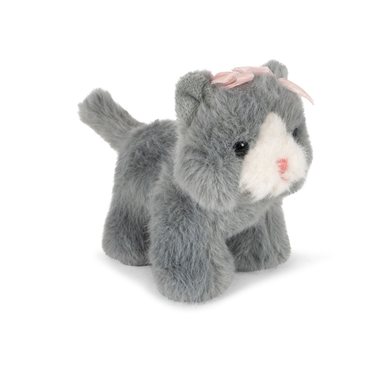 przytulanka szary kotek z kokardkami pluszak maskotka